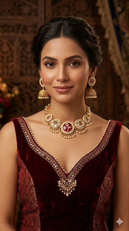 Gold Polki Necklace Jewellery Juhi  Sets