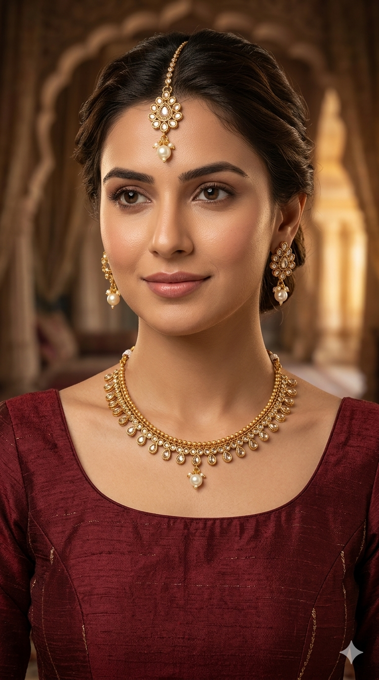 Gold Polki Necklace Jewellery Juhi  Sets
