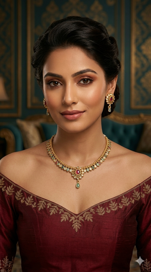 Gold Polki Necklace Jewellery Juhi  Sets