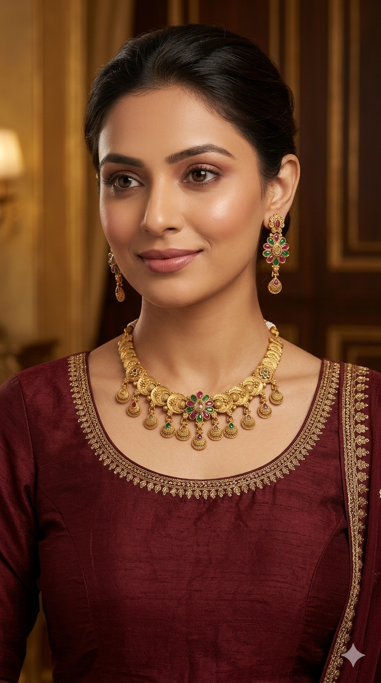 Gold Polki Necklace Jewellery Juhi  Sets