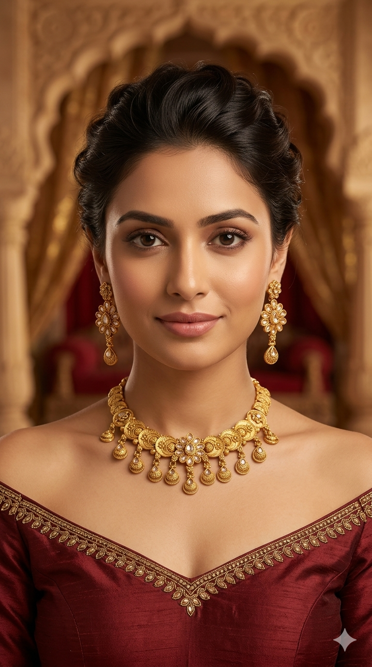 Gold Polki Necklace Jewellery Juhi  Sets