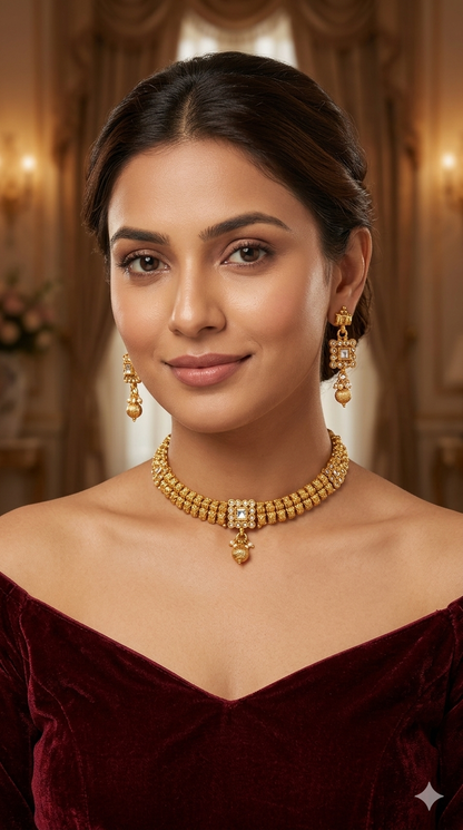 Gold Polki Necklace Jewellery Juhi  Sets