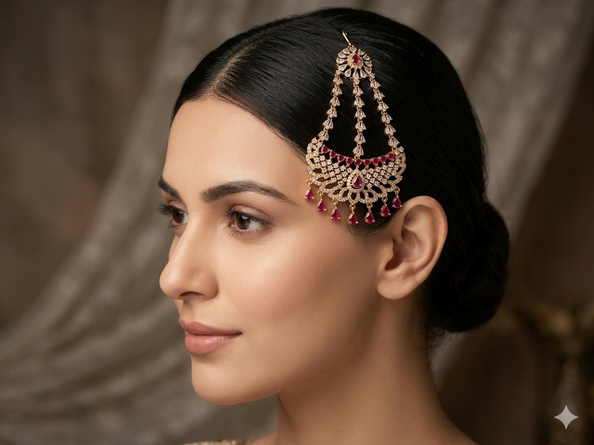 Antique Ruby American Passa Diamond Ad Headpiece Hanu Jewelers