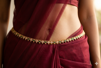 Gold Green Belly Chain kamarbelt Prachi Saree Chain