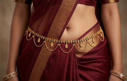 Gold Green Belly Chain kamarbelt Prachi Saree Chain