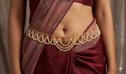 Gold Ruby Green Belly Chain kamarbelt Prachi Saree Chain