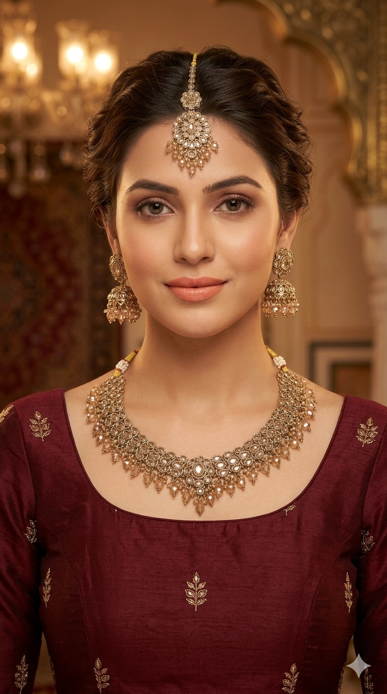 Antique Gold Crystal Necklace Shuba sets