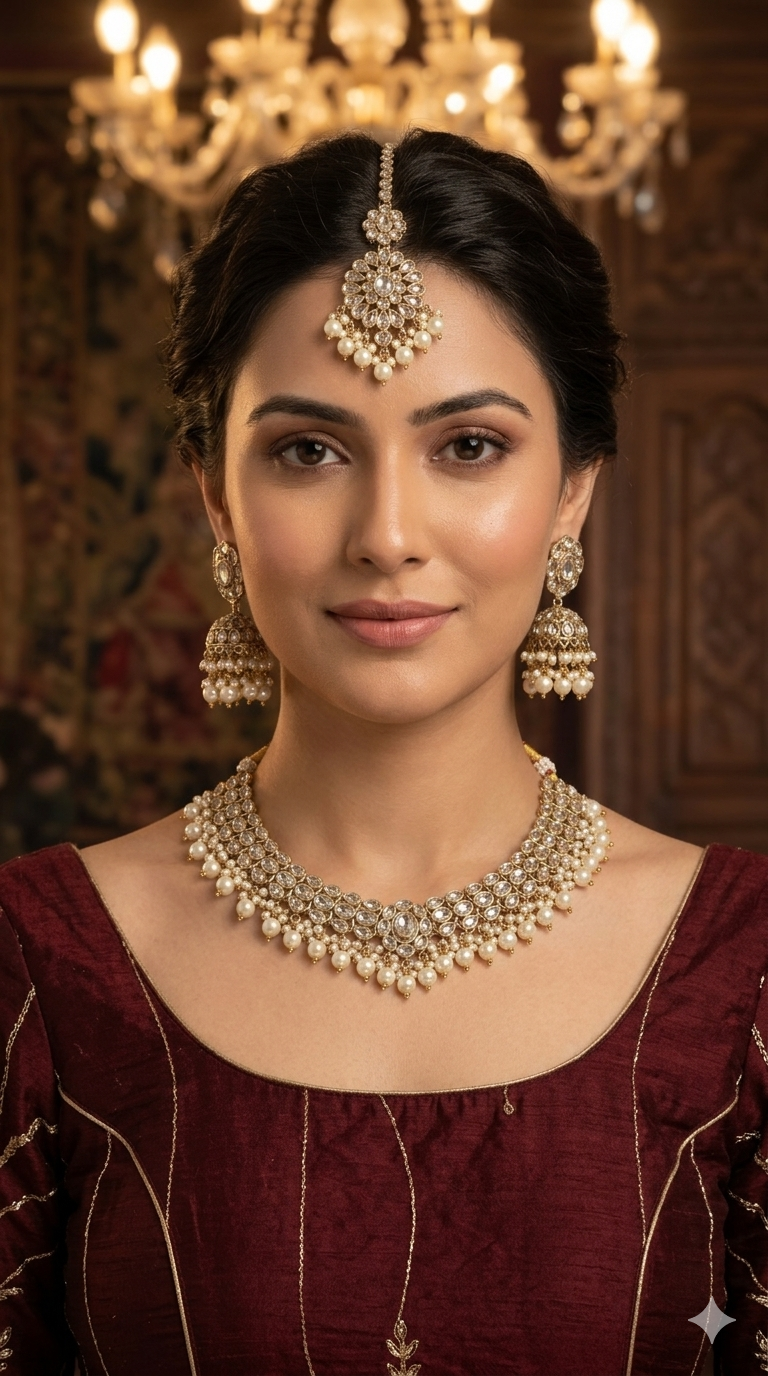 Antique Gold White Necklace Shuba sets