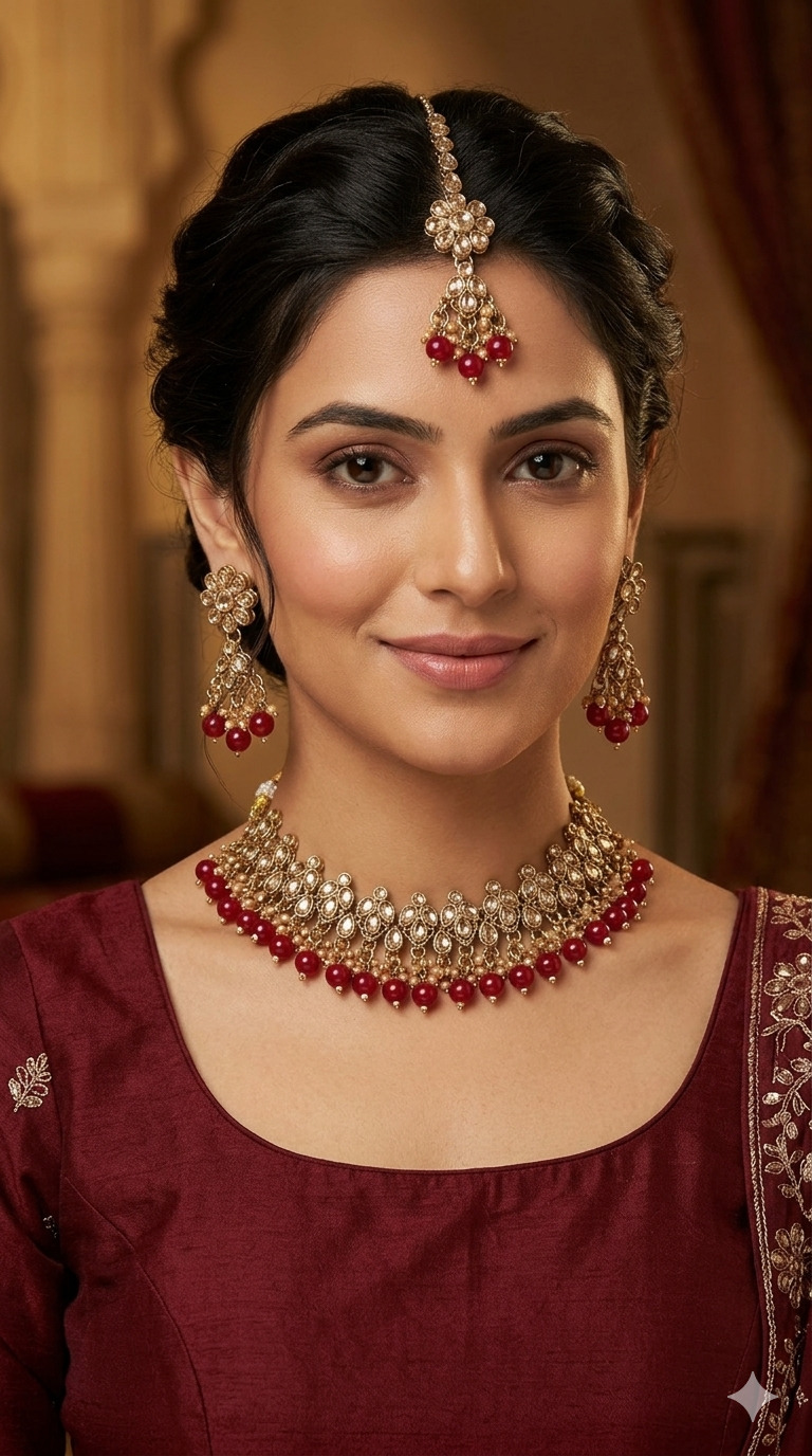 Antique Gold Ruby Necklace Shuba sets