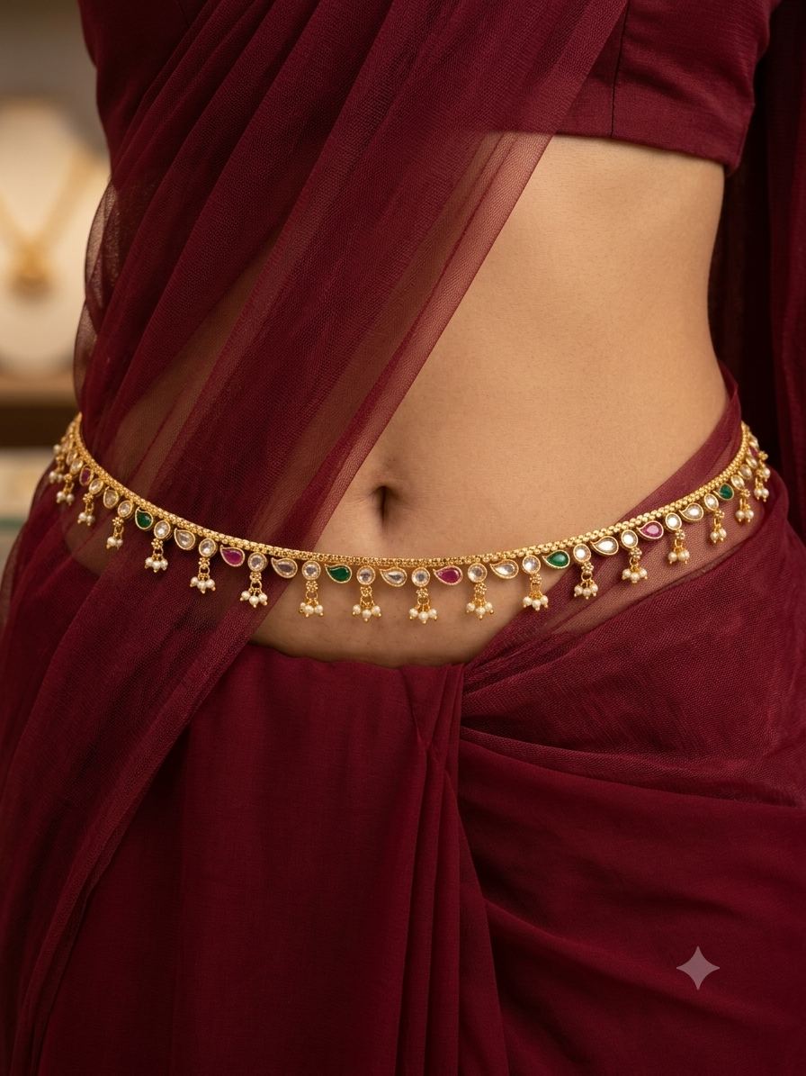 Gold Ruby Green Belly Chain kamarbelt Marco Chain