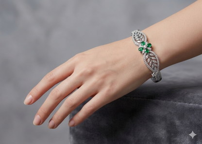 Teena Silver Ruby American Diamond Bracelets (Openable)