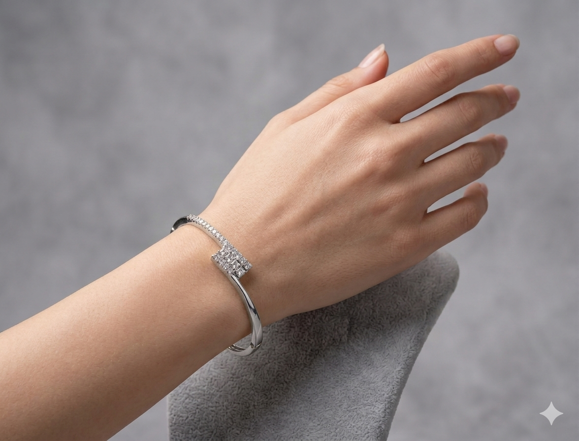 Amita Silver American Diamond Bracelets (Openable)