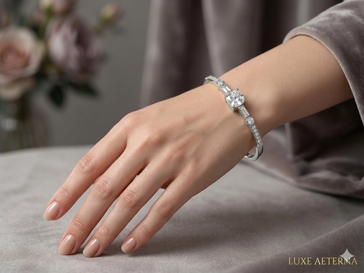 Sunita Silver American Diamond Bracelets (Openable)
