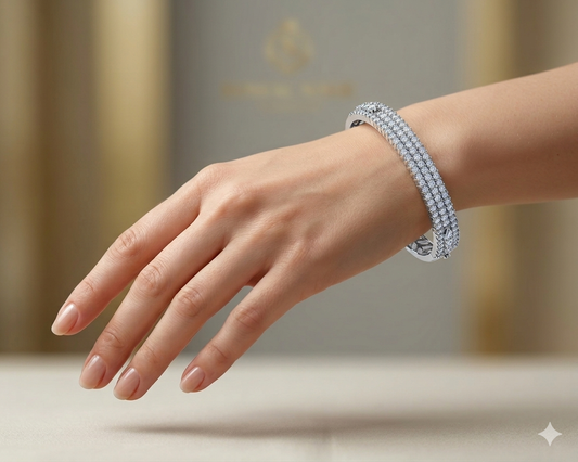 Banita Silver American Diamond Bracelets (Openable)