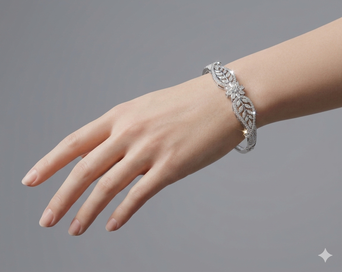 Sunita Silver American Diamond Bracelets (Openable)