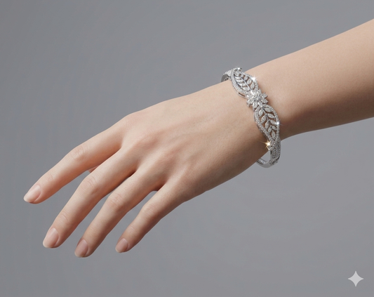 Sunita Silver American Diamond Bracelets (Openable)
