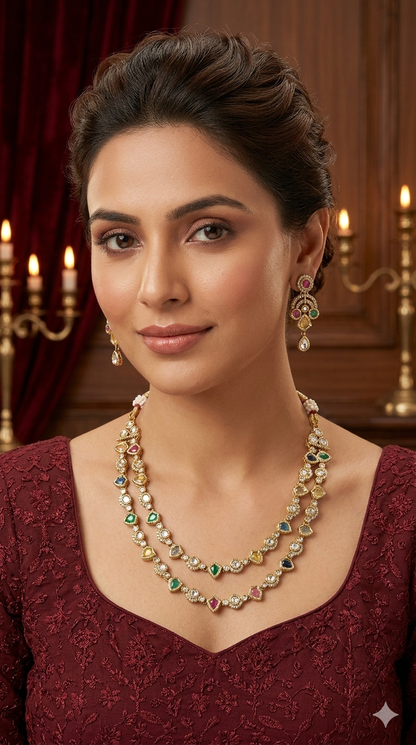 Antique Multi Color Kundan Necklace Jewellery Juna Set