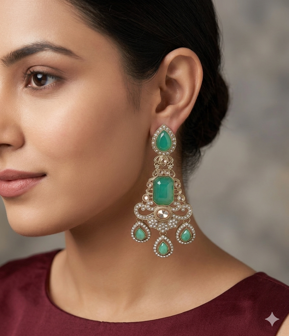 Antique Mint Bollywood Nitika Earrings