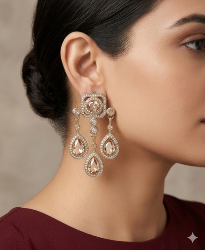 Antique Gold Bollywood Ratan Earrings