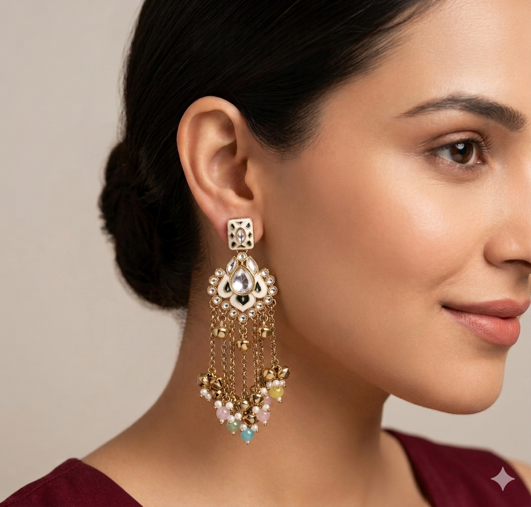 Antique Multi Color Bollywood Ratan Earrings