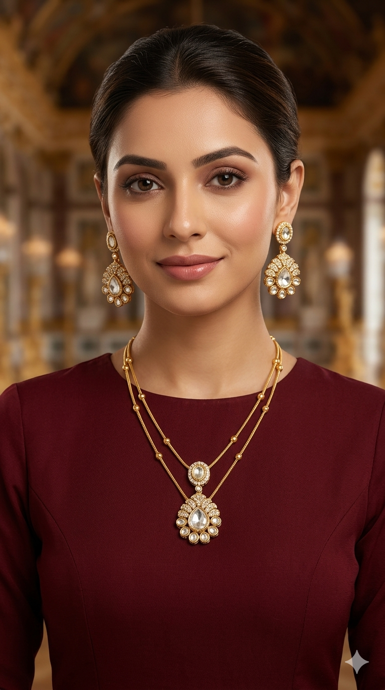 Gold American Diamond Ad Disny Necklace Sets