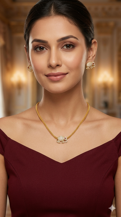Gold Ruby American Diamond Ad Disny Necklace Sets