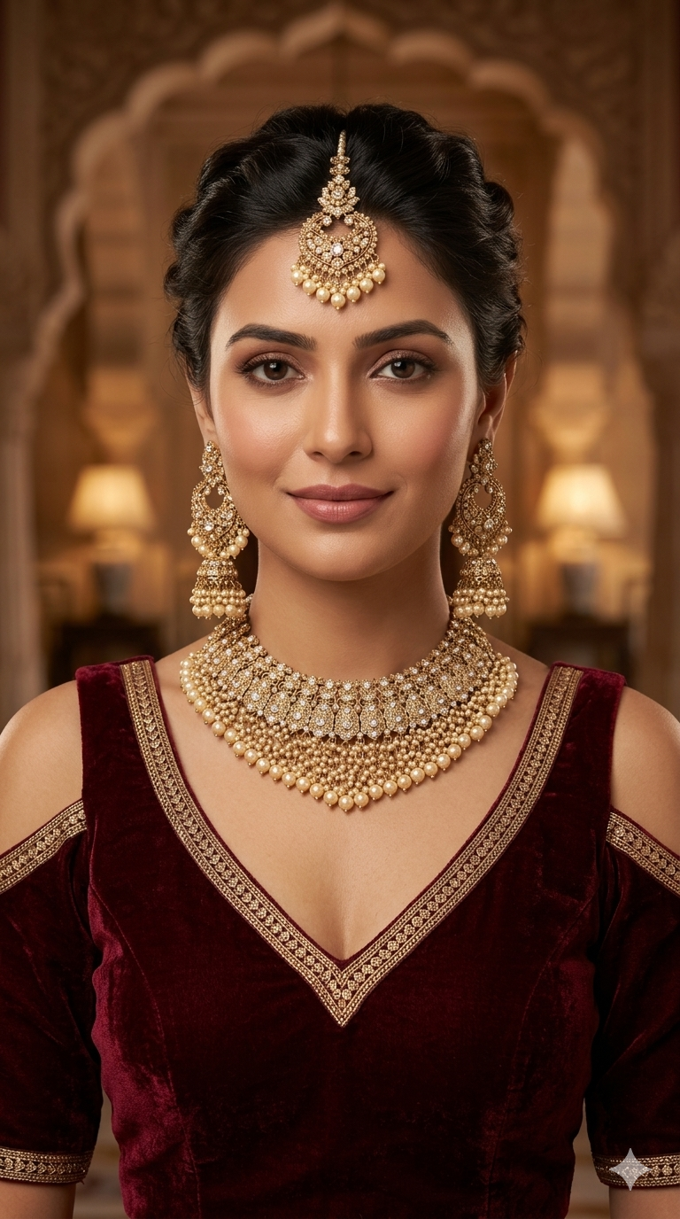 Antique White Necklace Jewellery Shallu Set