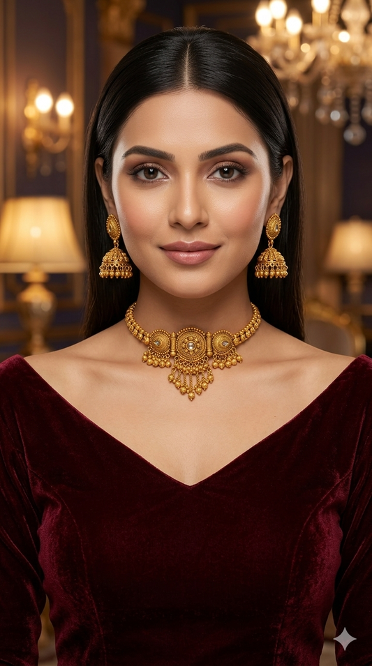 Gold Polki Choker Kirtika Jewellery Polki Set