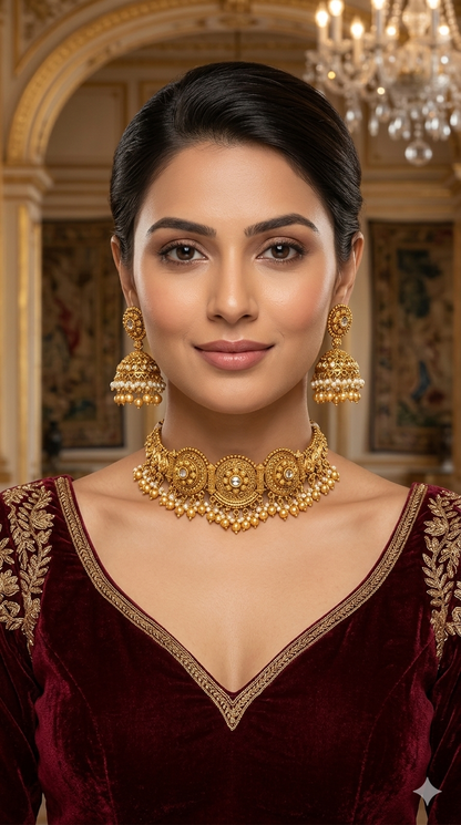 Gold Polki Choker Kirtika Jewellery Polki Set