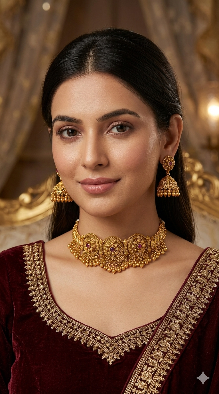 Gold Polki Ruby Choker Kirtika Jewellery Polki Set