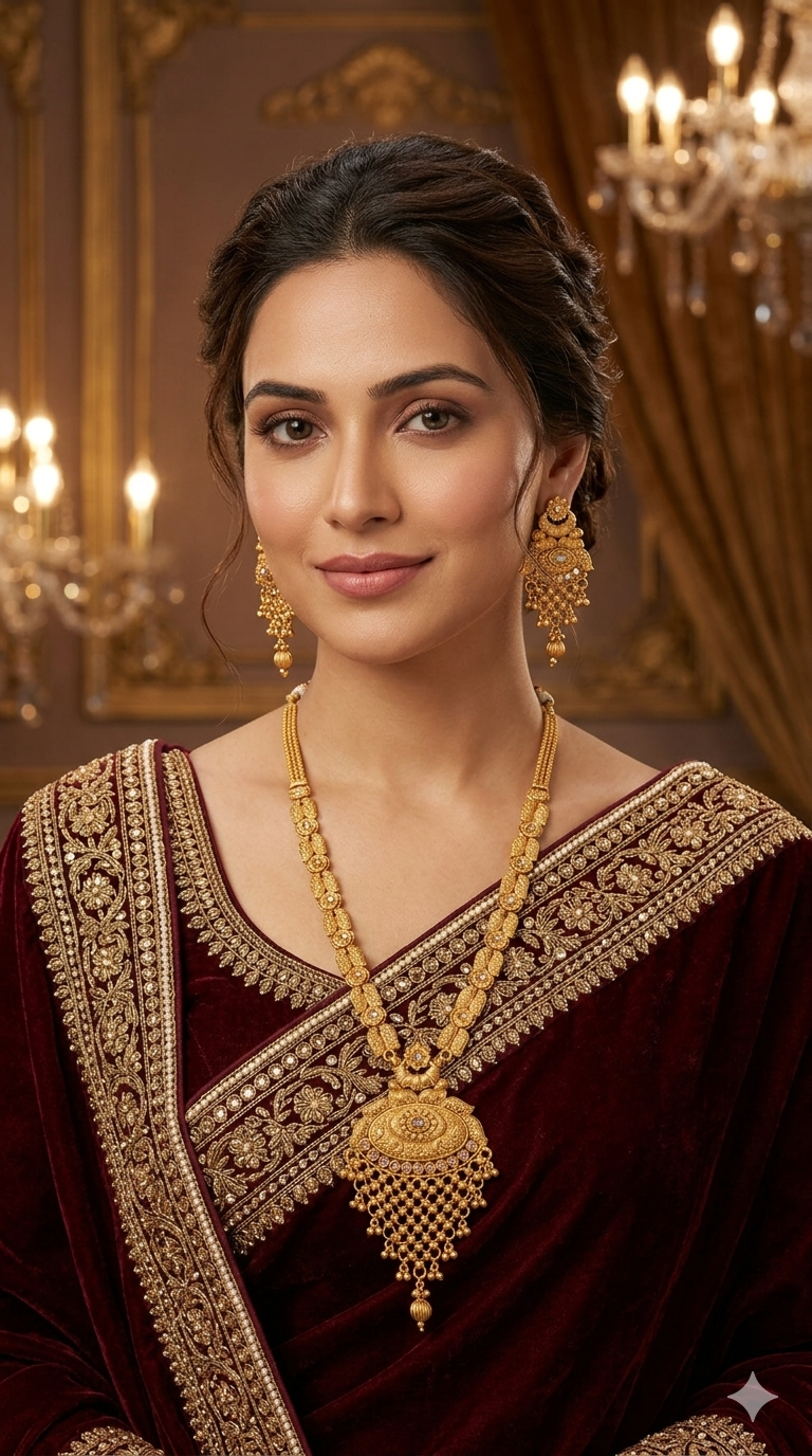 Gold Polki Long Rani Haar Necklace Anaya Jewellery Set