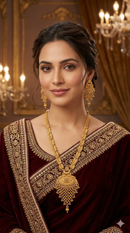 Gold Polki Long Rani Haar Necklace Anaya Jewellery Set