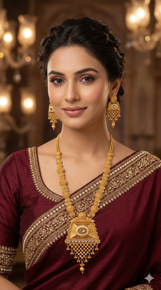 Gold Polki Long Rani Haar Necklace Anaya Jewellery Set