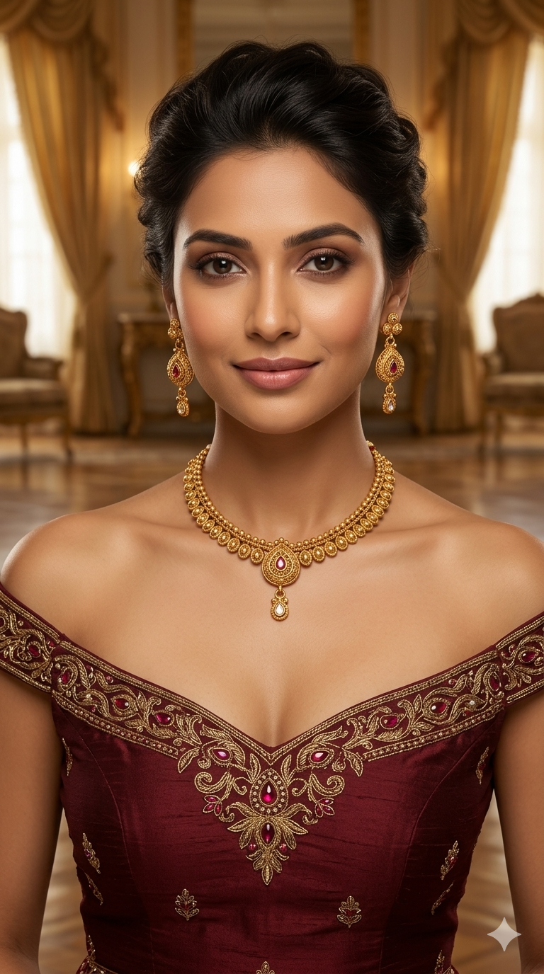 Gold Polki Ruby Necklace Jewellery Adya Set