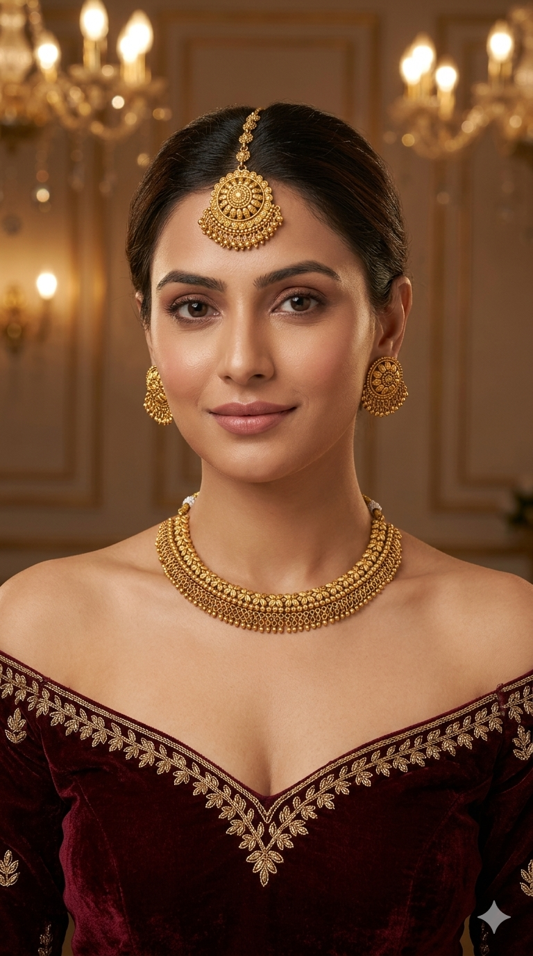 Gold Polki Necklace Jewellery Adya Set