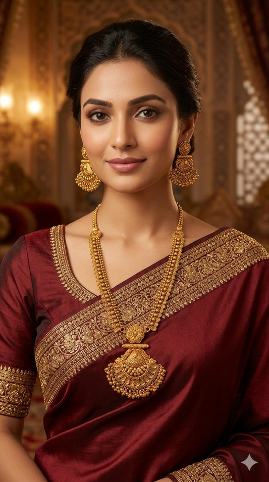 Gold Polki Long Rani Haar Necklace Anaya Jewellery Set
