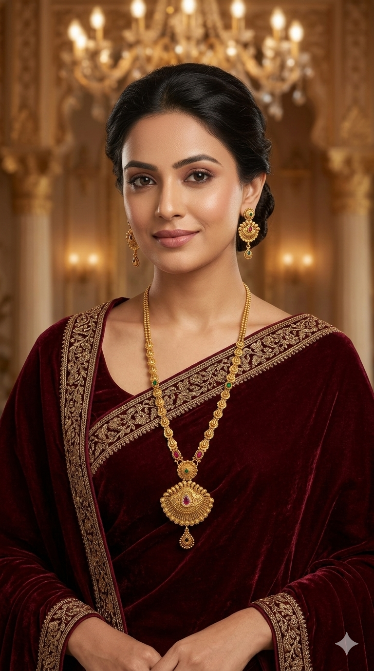 Gold Polki Ruby Green Long Rani Haar Necklace Anaya Jewellery Set