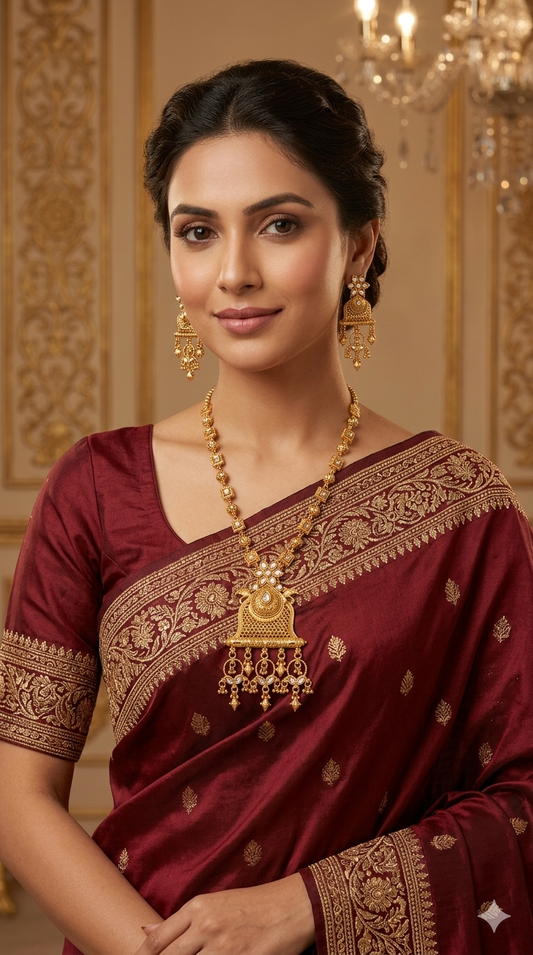 Gold Polki Long Rani Haar Necklace Anaya Jewellery Set