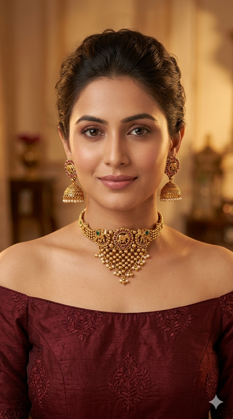 Gold Polki Choker Yuka Jewellery Polki Set