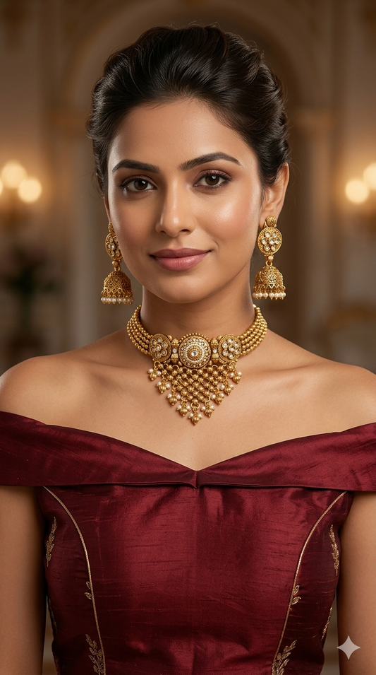 Gold Polki Choker Yuka Jewellery Polki Set