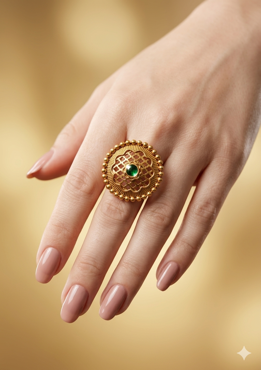Gold Cocktail Vena Finger Rings