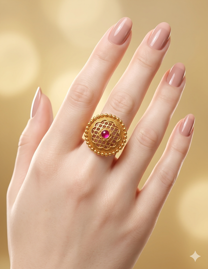Gold Cocktail Vena Finger Rings
