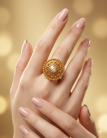 Gold Cocktail Vena Finger Rings