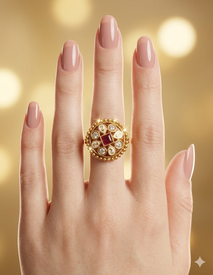 Gold Cocktail Vena Finger Rings