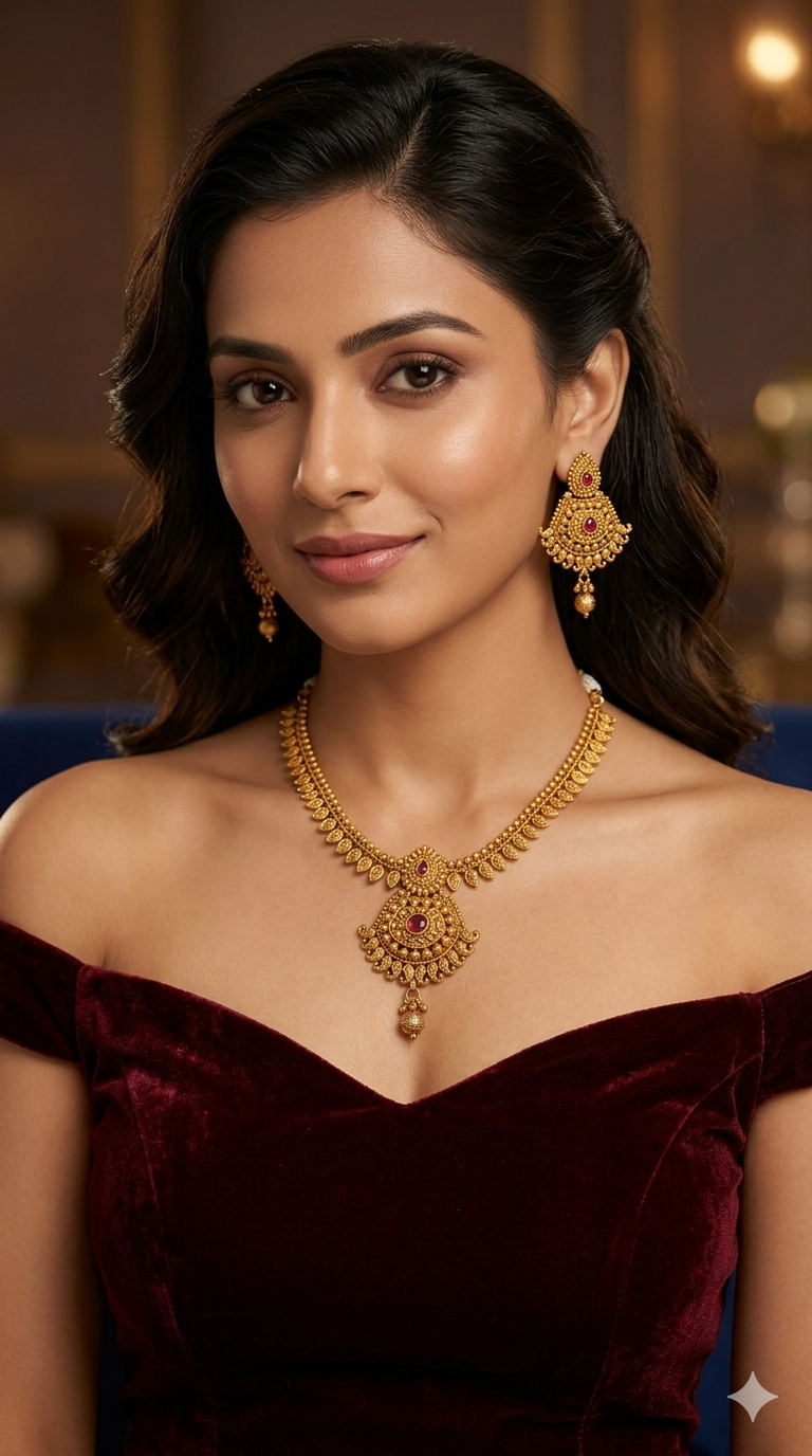 Gold Polki Necklace Jewellery Latika Set