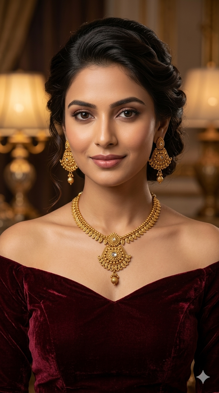 Gold Polki Necklace Jewellery Latika Set