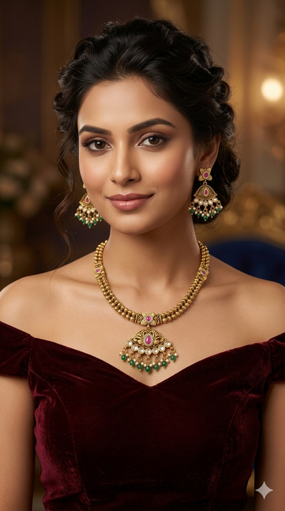 Gold Polki Necklace Jewellery Latika Set