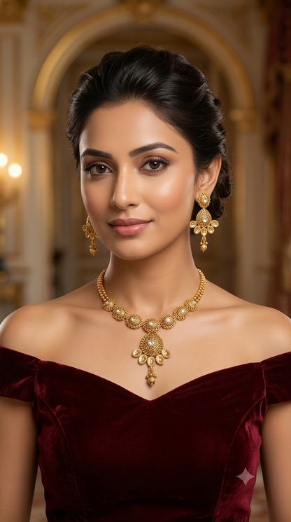 Gold Polki Necklace Jewellery Latika Set