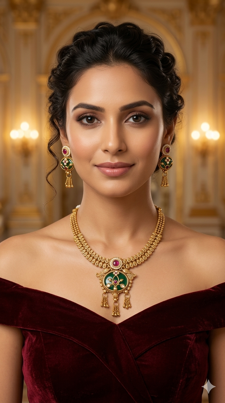 Gold Polki Necklace Jewellery Latika Set