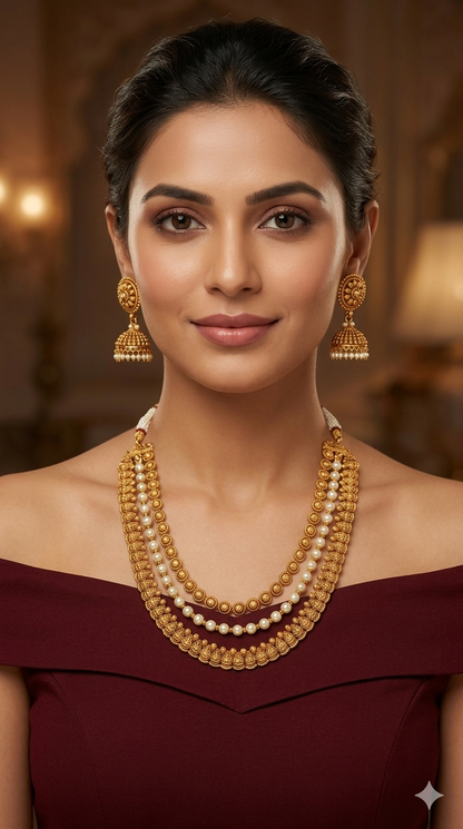Gold Polki Necklace Jewellery sarika Set